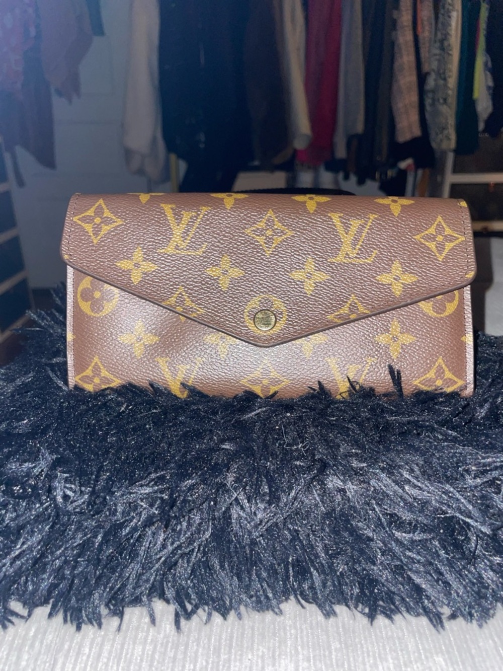 Louis Vuitton Brown Monogram Envelope Wallet with Gold Accents